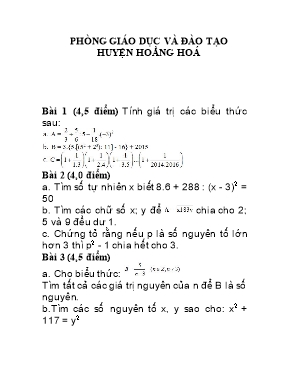 Đề thi học sinh giỏi môn Toán Lớp 6 - Phòng GD & ĐT Hoằng Hóa